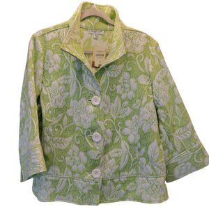 NWT Coldwater Creek Bold Striated Floral Tapestry Green White